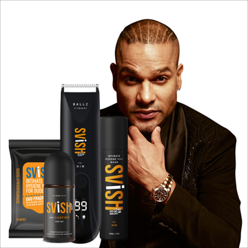 SVISH BALLZ TRIMMER FOR MEN, 120 MIN RUN TIME, SVISH SENSITECH™ TECHNOLOGY, 100% WATERPROOF, HYGIENE BELOW THE BELT KIT