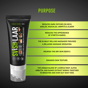 Svish LAAR™️ Cream Serum for Men, 50 gm | Reduces Dark Patches & Stretch Marks from Neck, Elbow, Armpit & knuckles | Enriched with Licorice Root, Alpha Arbutin & Rumex Extract.
