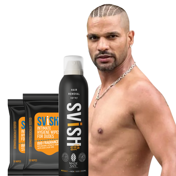 SVISH HAIR REMOVAL SPRAY FOR MEN, HYGIENE WIPES FOR MEN, MEN'S HYGIENE KIT