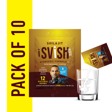 Svish Himalayan Shilajit Effervescent Powder 4.5g (pack of 10) | Helps Improve Strength & Stamina | 100% Ayurvedic - 1 Sachet Daily