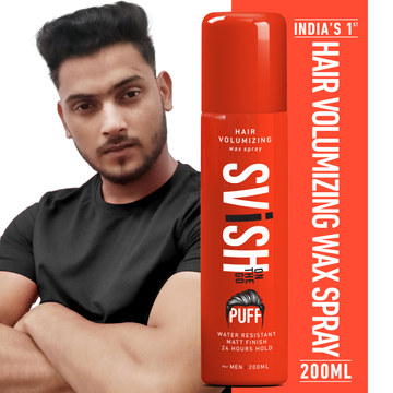 Svish Puff Hair Volumizing Wax Spray | Water Resistant | Matt Finish | 24 Hours Strong Hold | 200 ML