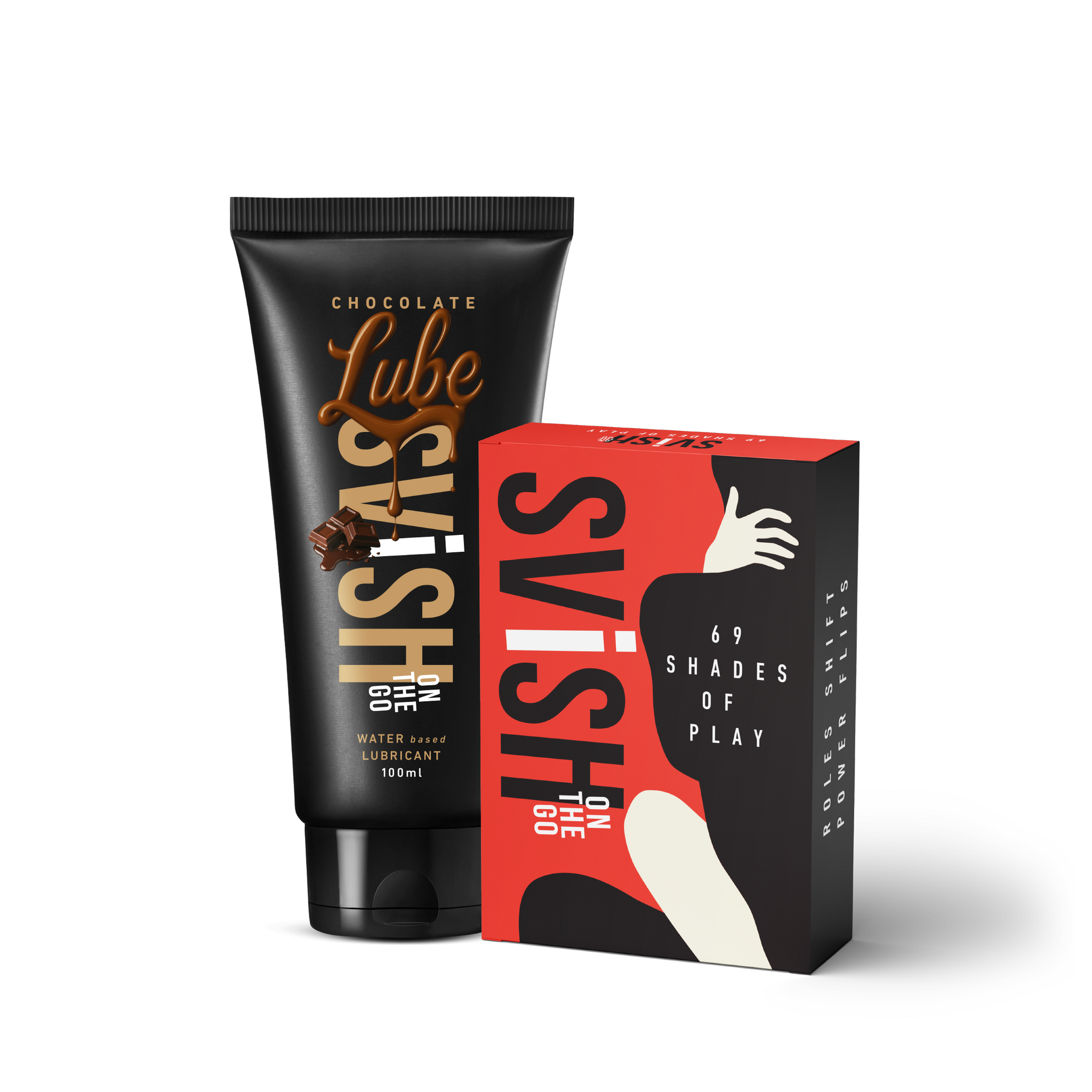 Svish Water-Based Edible Chocolate Lubricant (100ml) + 69 Shades of Play Adult Cards Game For Couple