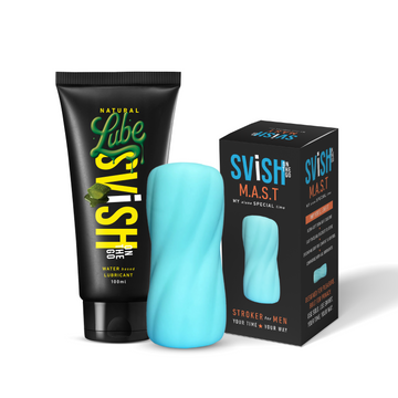 Svish MAST Stroker Personal Massager For Men & Water Based Edible Natural Lubricant (100ml)