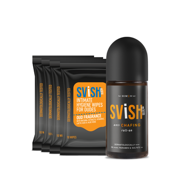 SVISH DAILY HYGIENE KIT | HYGIENE WIPES & ACRO ANTI CHAFING ROLL ON FOR MEN
